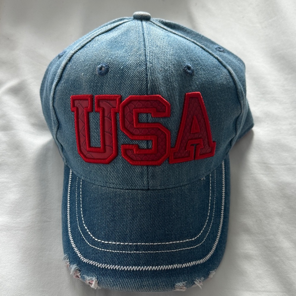 USA Denim Cap - Red and Blue